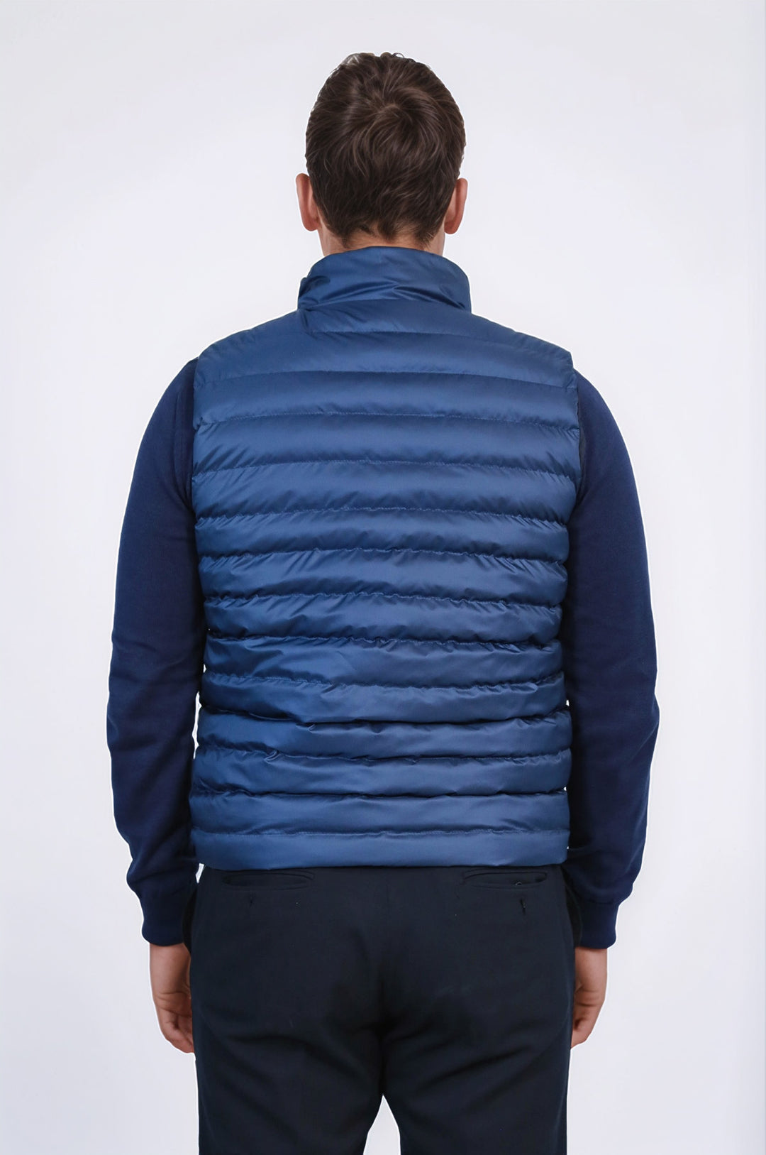 Piumino da uomo blu trapuntato reversibile con colletto in piedi - Wessi