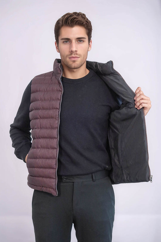 Chaleco de plumas reversible para hombre Puffer Marrón - Wessi