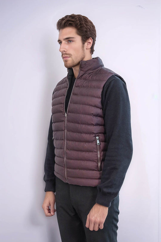 Chaleco de plumas reversible para hombre Puffer Marrón - Wessi