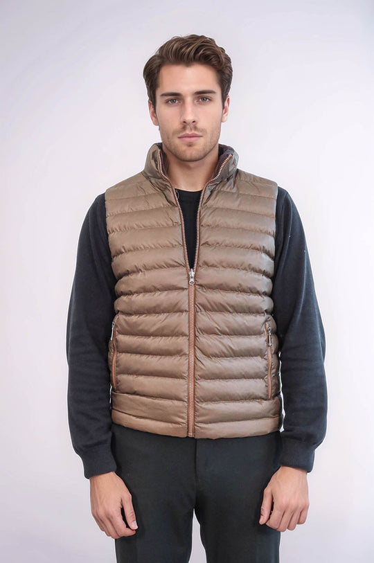 Chaleco de plumas reversible para hombre Puffer Marrón - Wessi