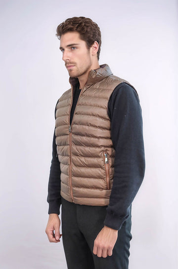 Chaleco de plumas reversible para hombre Puffer Marrón - Wessi
