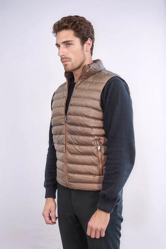 Chaleco de plumas reversible para hombre Puffer Marrón - Wessi