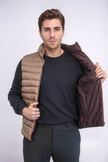 Chaleco de plumas reversible para hombre Puffer Marrón - Wessi