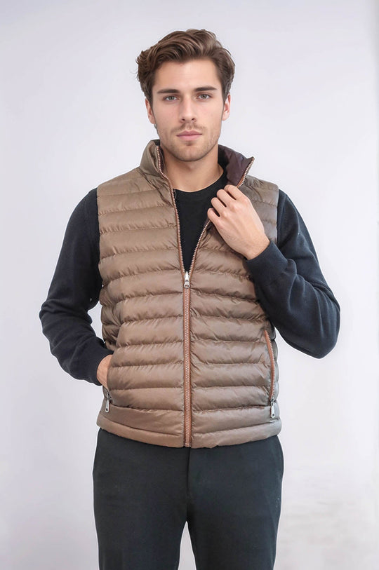 Chaleco de plumas reversible para hombre Puffer Marrón - Wessi
