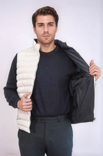 Chaleco de plumas reversible para hombre Puffer Crema - Wessi