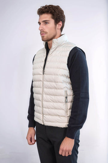 Chaleco de plumas reversible para hombre Puffer Crema - Wessi