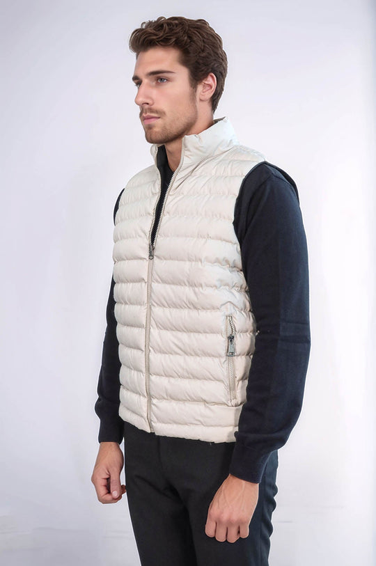 Chaleco de plumas reversible para hombre Puffer Crema - Wessi