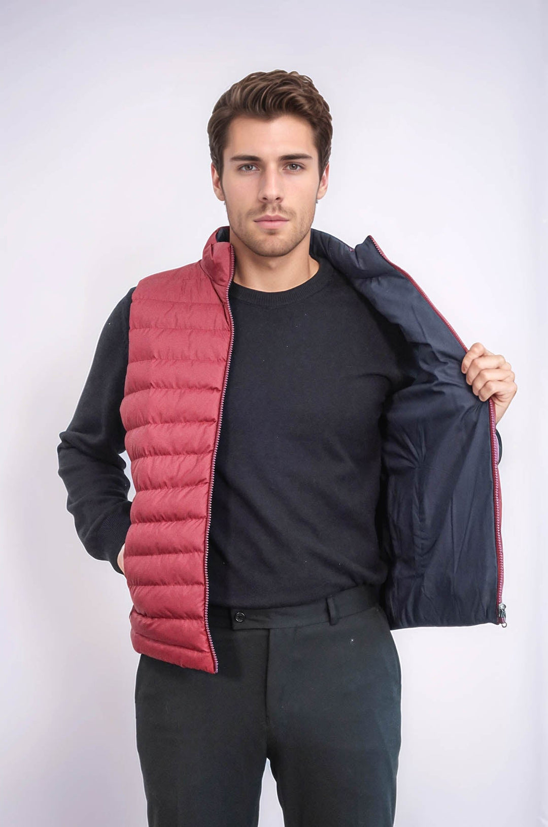 Gilet imbottito reversibile da uomo bordeaux - Wessi