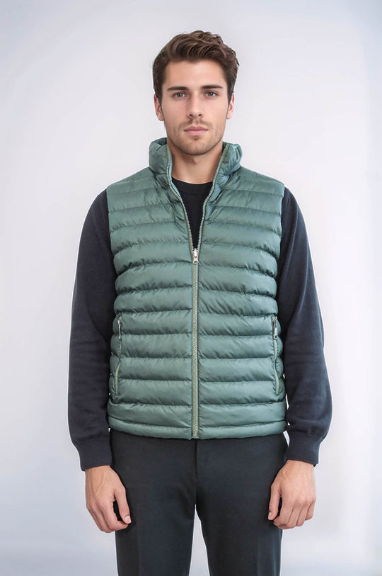 Chaleco de plumas reversible para hombre Puffer Oil Green - Wessi