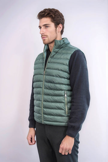 Chaleco de plumas reversible para hombre Puffer Oil Green - Wessi