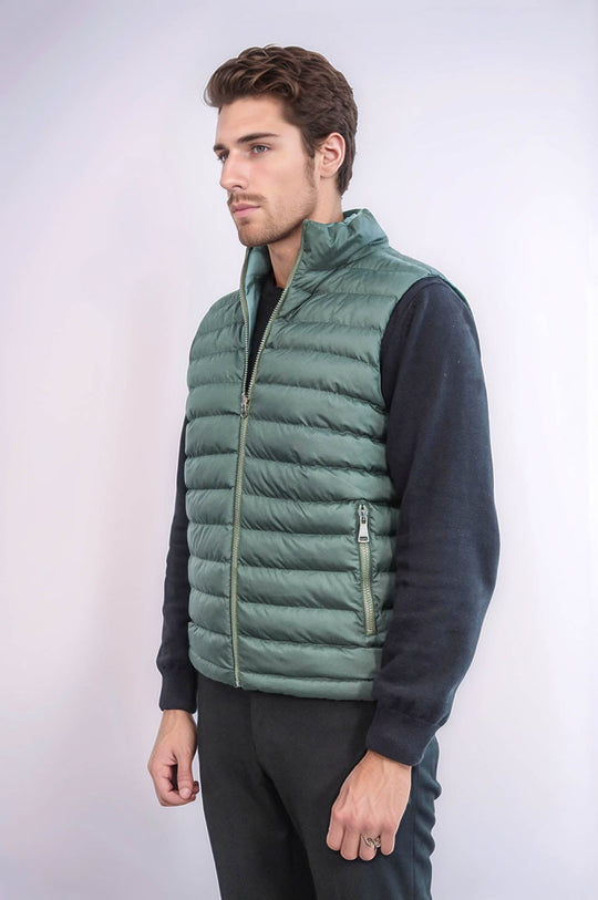 Chaleco de plumas reversible para hombre Puffer Oil Green - Wessi