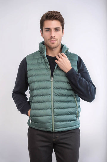 Chaleco de plumas reversible para hombre Puffer Oil Green - Wessi