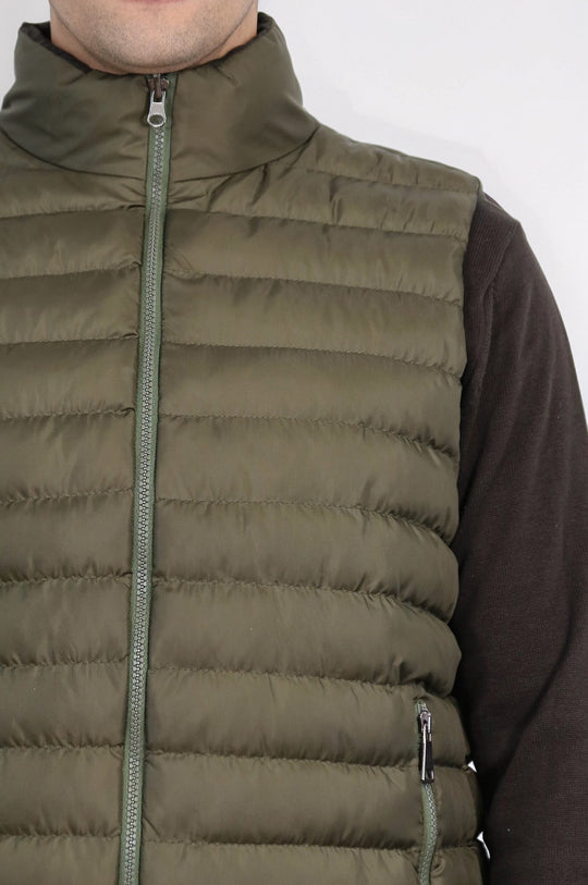 Reversible Puffer Green Men Down Vest - Wessi