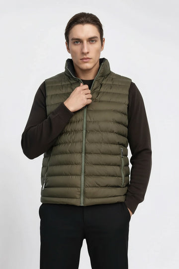 Reversible Puffer Green Men Down Vest - Wessi