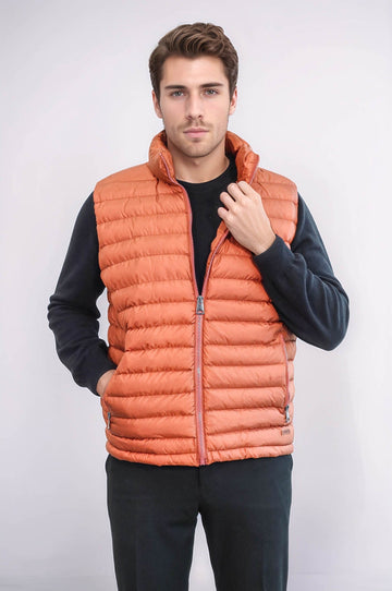 Стеганый оранжевый мужской пуховик на молнии - Wessi