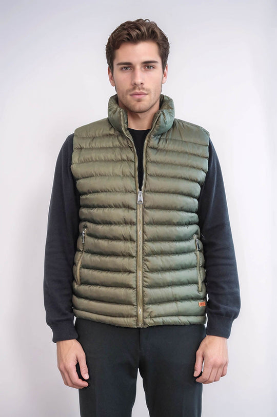 Chaleco de plumas acolchado con cremallera caqui para hombre - Wessi
