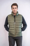 Quilted Zippered Khaki Men Down Vest - Wessi