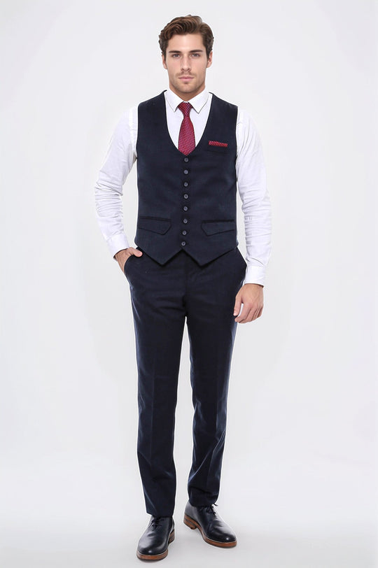 Chaleco azul marino liso de ocho botones - Wessi