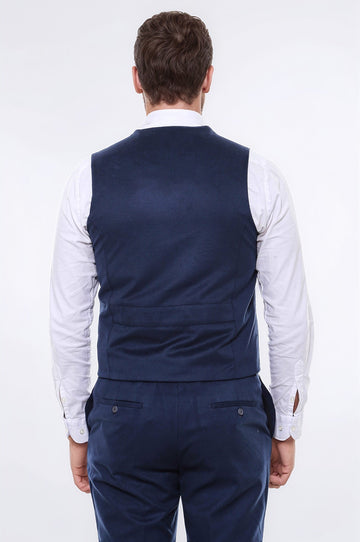 Chaleco azul marino liso de ocho botones - Wessi