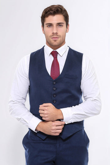 Chaleco azul marino liso de ocho botones - Wessi