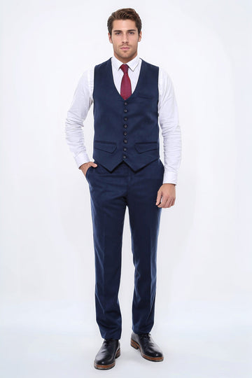 Chaleco azul marino liso de ocho botones - Wessi