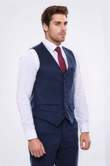 Chaleco azul marino liso de ocho botones - Wessi