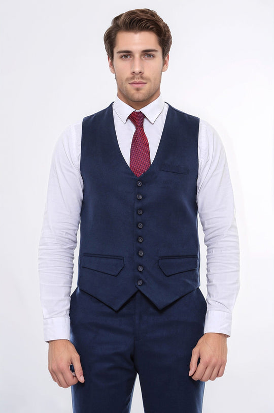 Chaleco azul marino liso de ocho botones - Wessi