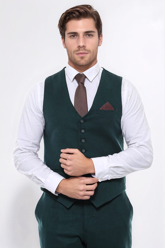 Gilet uni vert à 8 boutons - Wessi