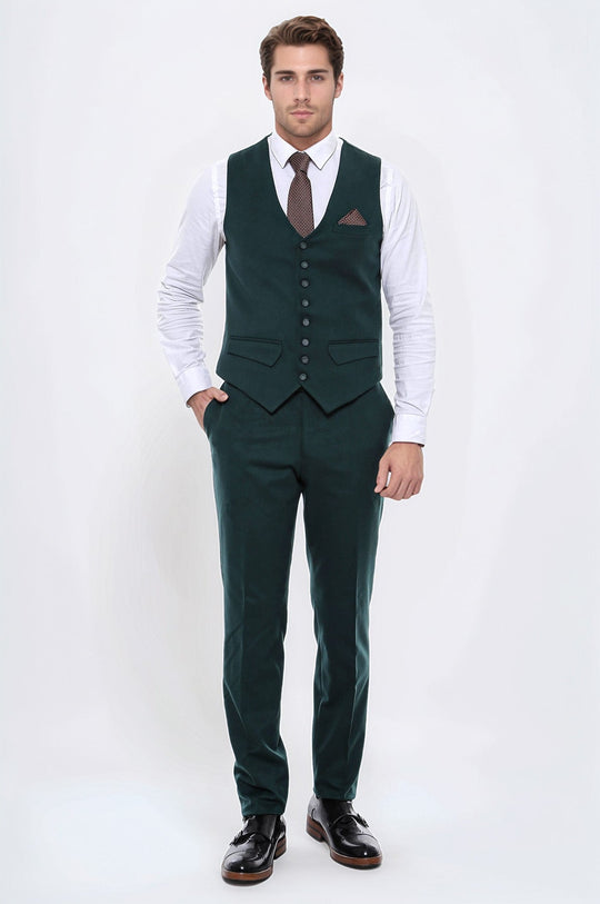 Gilet uni vert à 8 boutons - Wessi