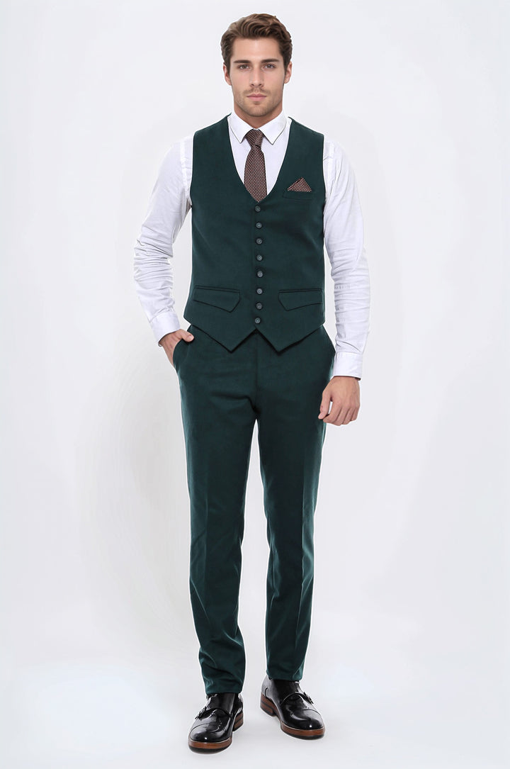 Gilet verde semplice con 8 bottoni - Wessi