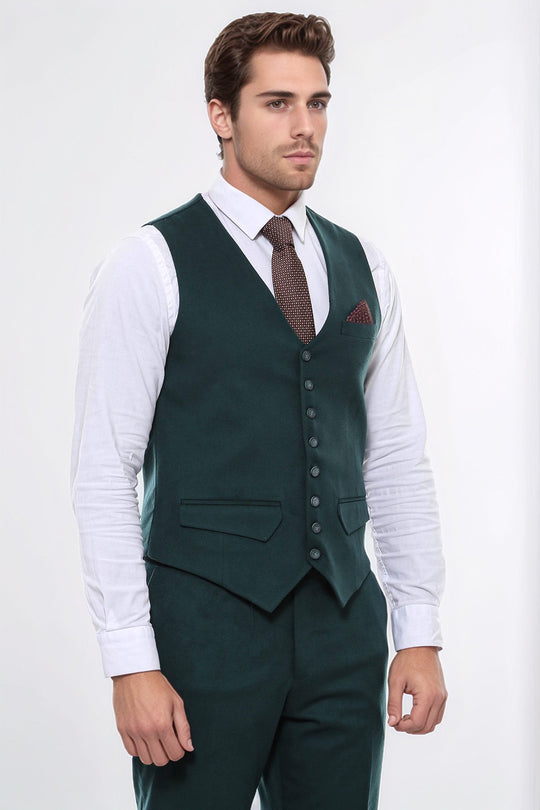 Gilet uni vert à 8 boutons - Wessi