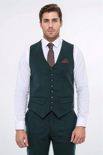 Gilet uni vert à 8 boutons - Wessi