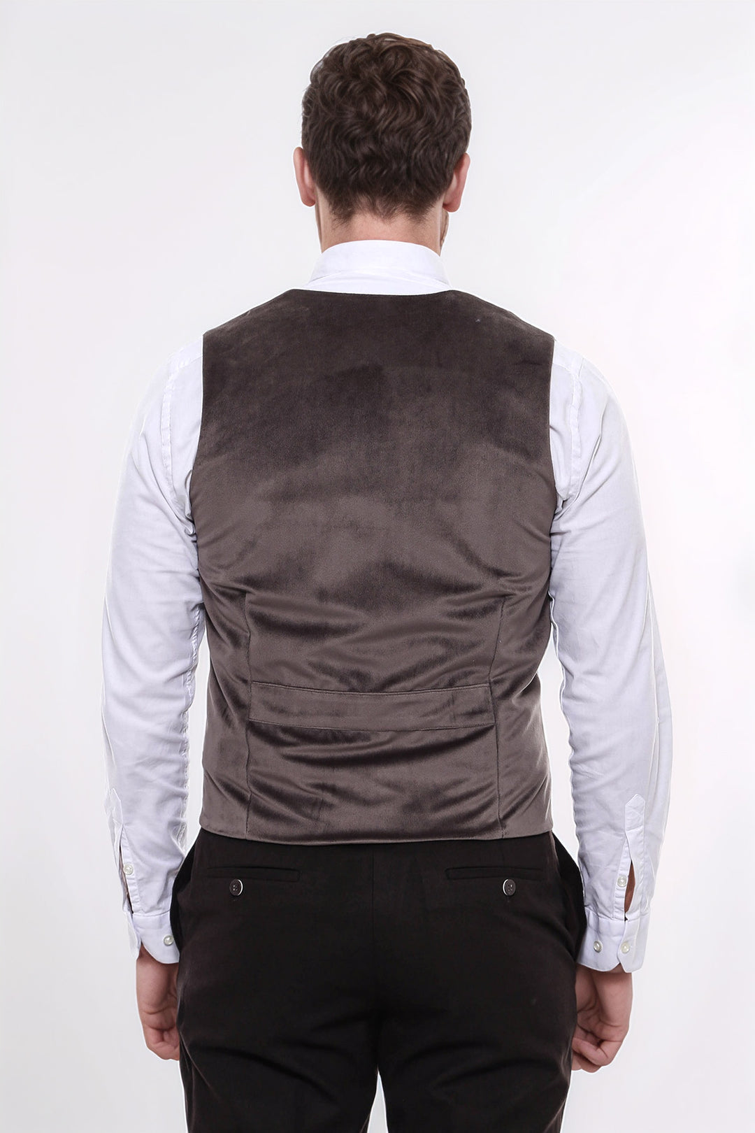 Plain Collared Brown Men Vest - Wessi