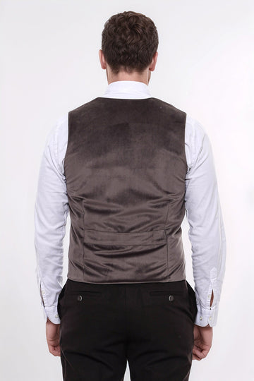 Chaleco marrón con cuello liso para hombre - Wessi