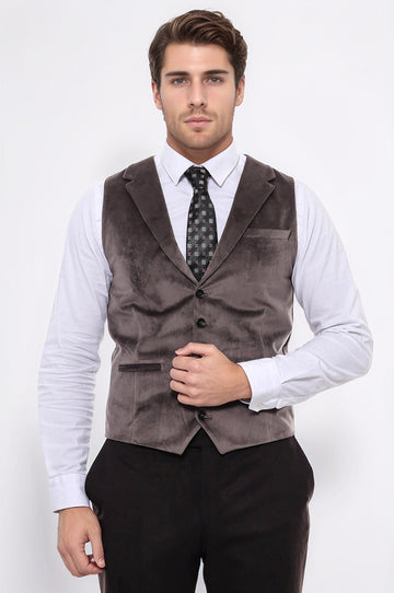 Chaleco marrón con cuello liso para hombre - Wessi