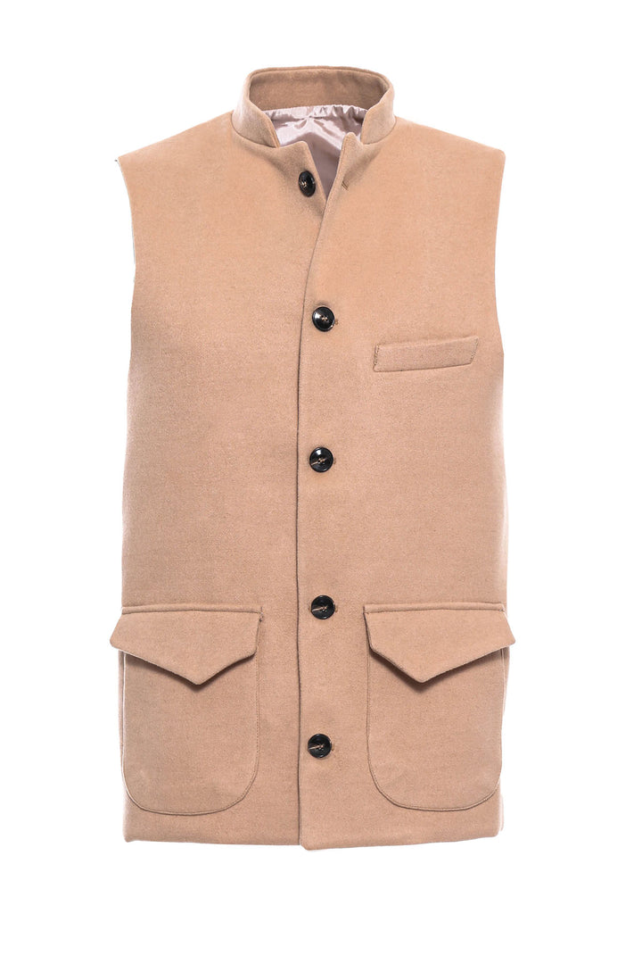 Gilet marrone chiaro con colletto alla coreana - Wessi