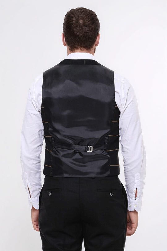 Chaleco negro con cuello en V y cuadros - Wessi