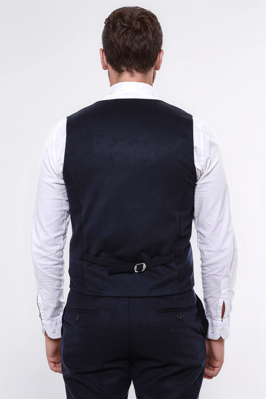 Gilet da uomo blu navy doppio petto con colletto scozzese - Wessi