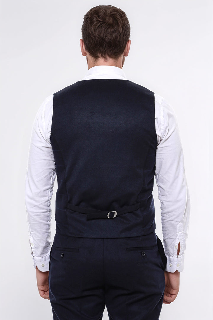Gilet da uomo blu navy doppio petto con colletto scozzese - Wessi