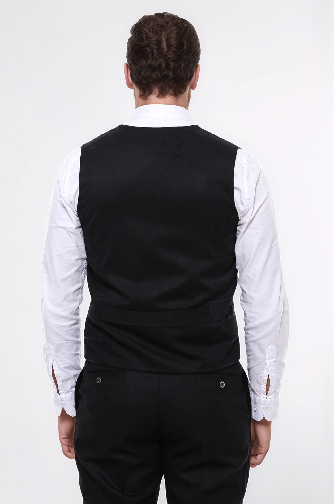 Plaid Double Breasted Collared Black Men Vest - Wessi