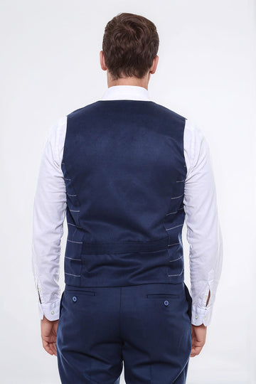 Chaleco Cruzado A Cuadros Azul Hombre - Wessi