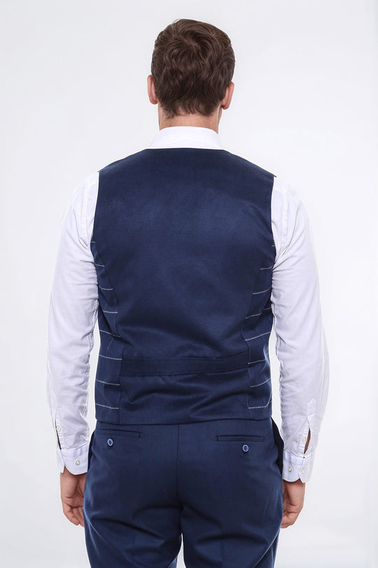 Chaleco Cruzado A Cuadros Azul Hombre - Wessi