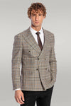 Blazer da uomo grigio a quadri doppiopetto - Wessi