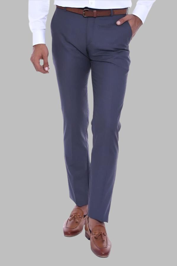 Anthracite Slim Fit Plain Men Pants - Wessi