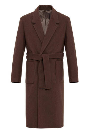 Brown Пальто с Поясом и Карманами для Мужчин - Wessi
