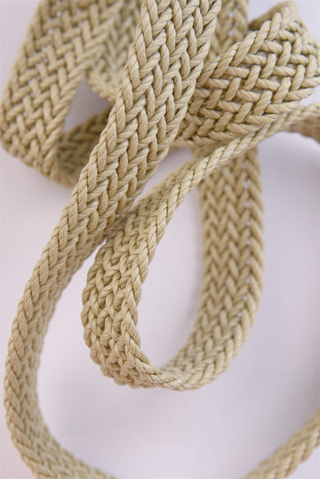 Men's Beige Thin Knitted  Belt - Wessi