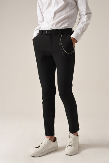 Men's Smoked Accessory Detail Slim Fit Trousers - Wessi