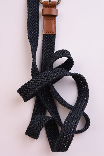 Men's Navy Blue Thin Knitted  Belt - Wessi
