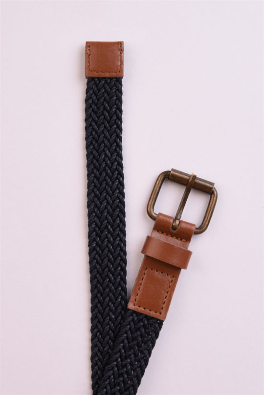 Men's Navy Blue Thin Knitted  Belt - Wessi
