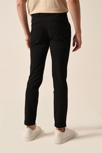 Men's Black Slim Fit Accessory Trousers - Wessi